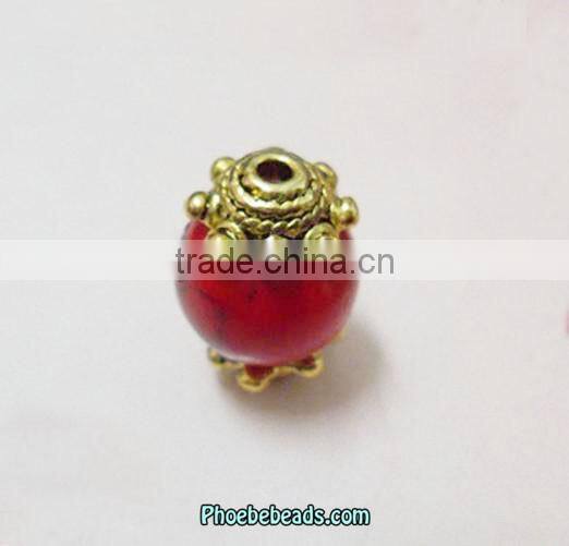 Wholesale 9mm DIY Jewelry Accessories Gold Alloy Flower Bead Spacer PB-BC018