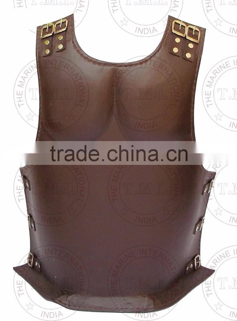 BROWN LEATHER MUSCLE ARMOR CUIRASS - GREEK MUSCLE ARMOUR LEATHER - COLLECTIBLE HALLOWEEN COSTUME