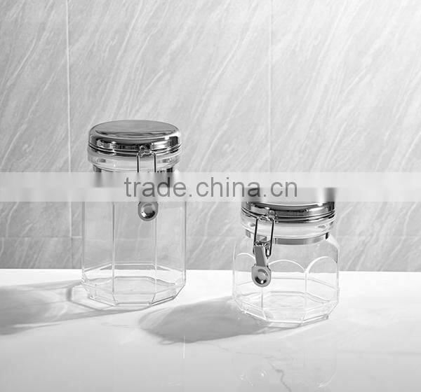 food safe BPA free polygon acrylic canister /sealed pot/airtight container