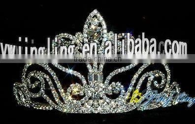 latest full round rhinestone and crystal pageant crown anf tiara