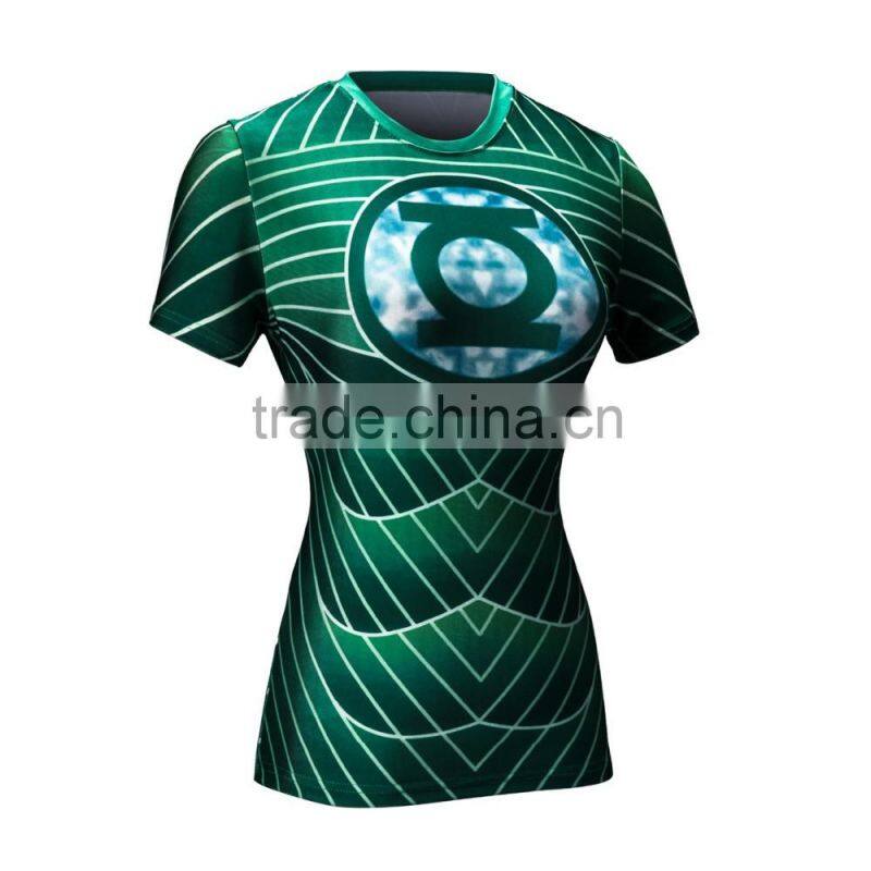 Guangzhou custom sublimation 3d design t-shirts/3d animal t-shirts/t-shirts avengers superman compression shirt for women