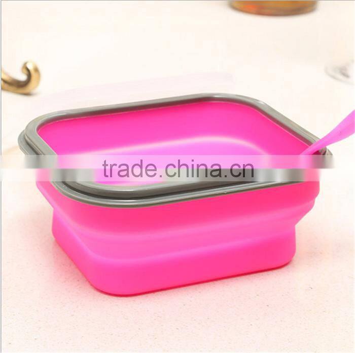 Silicone Folding Lunch Box Food Storage Containers Microwave Oven Box silicone collapsible lunch box