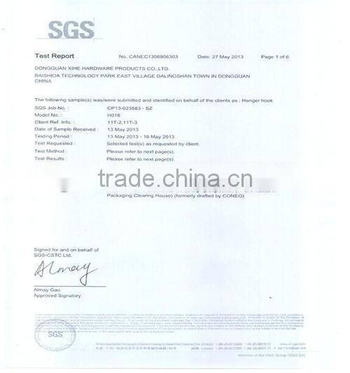 metal hook for garment hanger