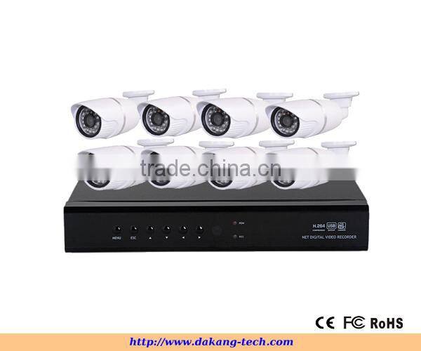 p2p cloud IP bullet Camera and P2P NVR, H.264 NVR Kit,8pcs 720P camera NVR system