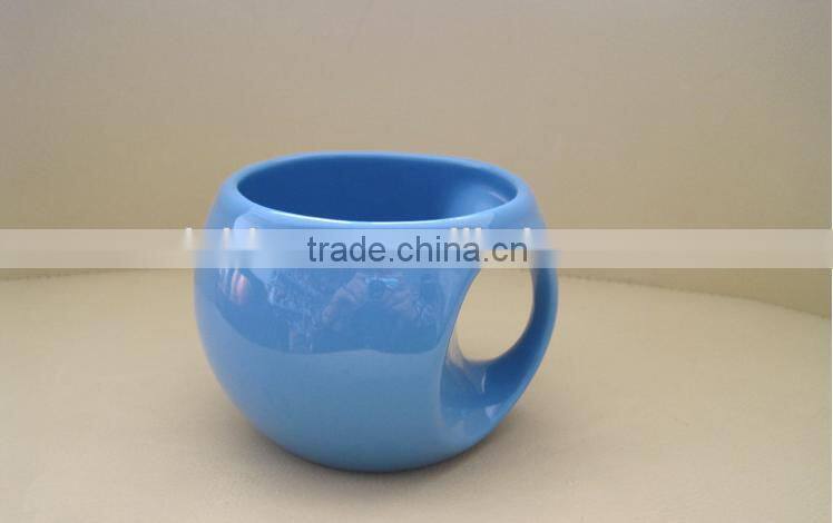 creative fancy peculiar football shape red yellow orange blue and green ceramic coffee mug