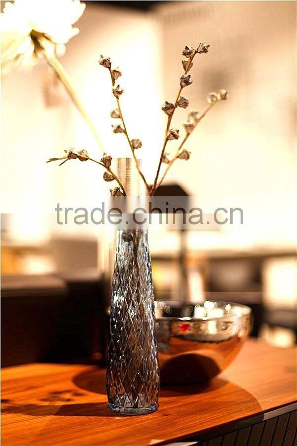 China home decoration wholesale white / black / red / yellow / blue / green / purple flower glass vase