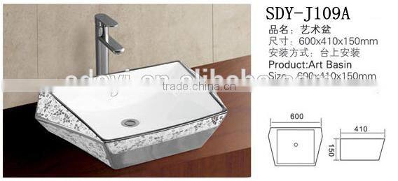 ceramic bathroom gold colod basin Luxury Silver art basin