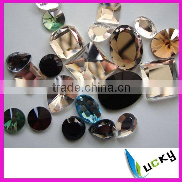 mirror glass flat back crystal rectangle shape 4x6 mm light peach