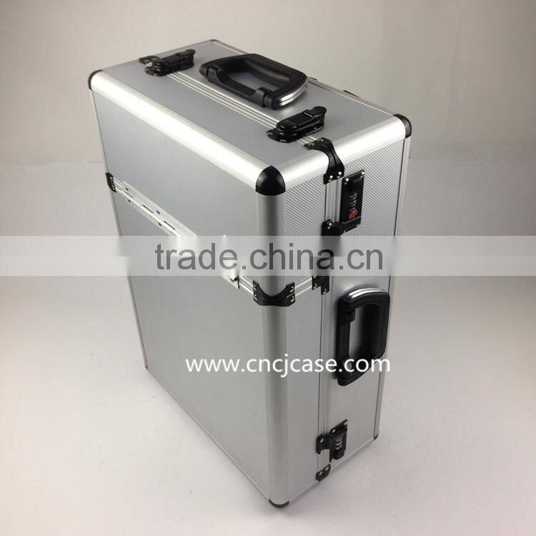 Aluminum case with trolley and wheels
