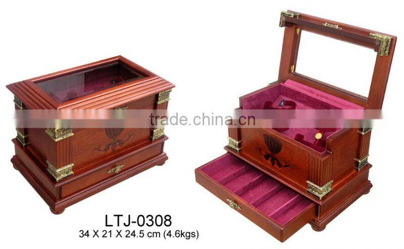 Antique wooden display jewelry box