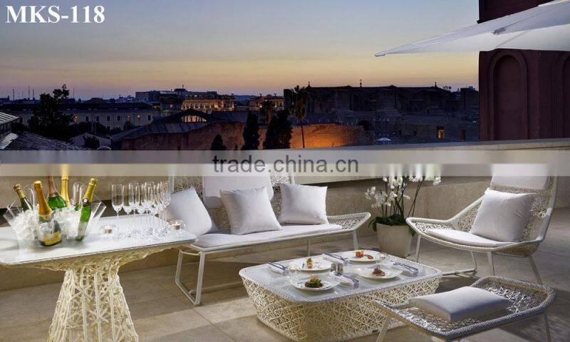 New Design Rattan Wicker garden sofa set Furniture (1.2mm alu frame with powder coated,10cm thickness cushion 250gr)