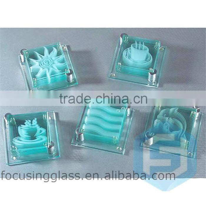 Custom clear blank tempered glass drink coaster