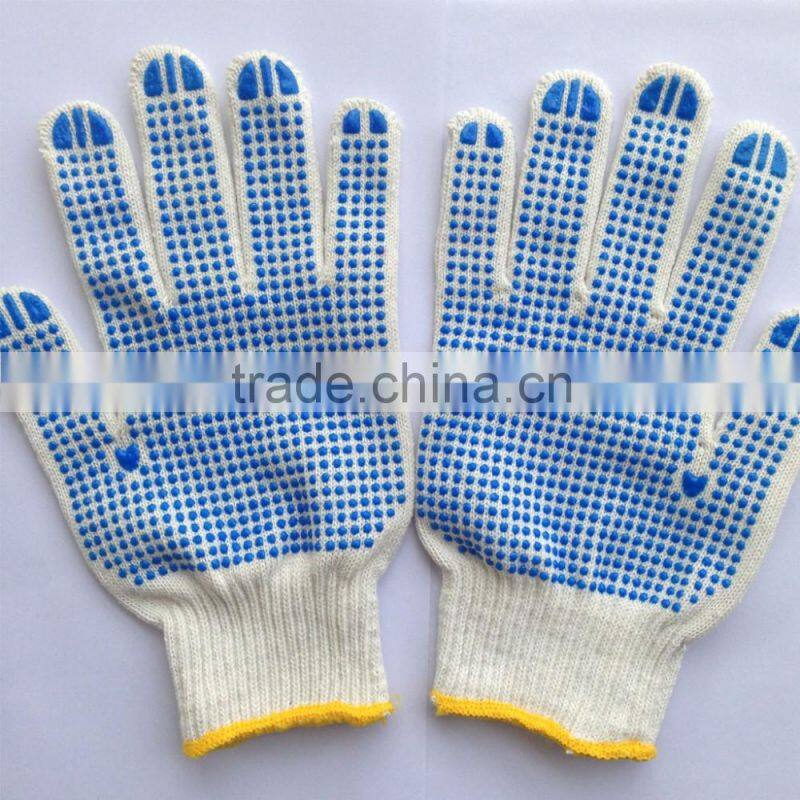 cheap mens pvc dotted white cotton work gloves