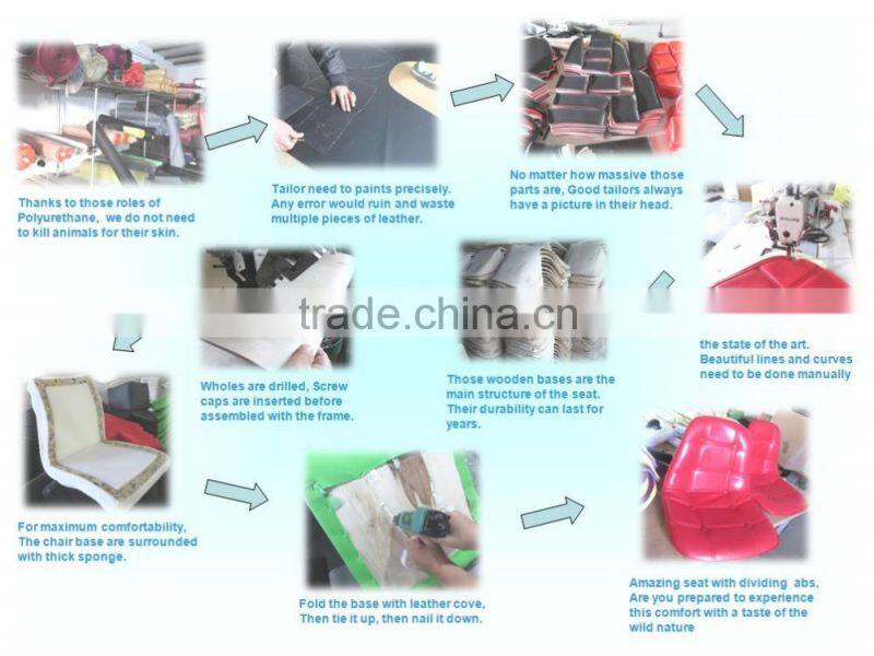 Comfortable luxury PU office leather chair with round wood legs