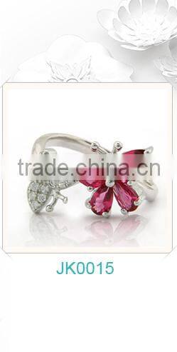 2016 New Design Gold-plated Sterling Silver CZ Finger Ring, Flower Fairy Wholesale Jewelry Women Open Ring