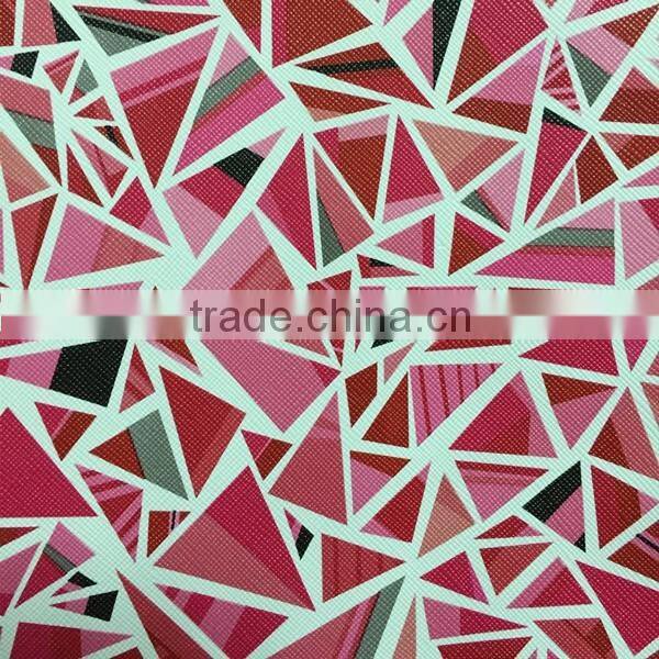 With film emboss surface ,PVC simili leather with geometric figure design , use for sofa ,chair cover ,handbags,upholstery