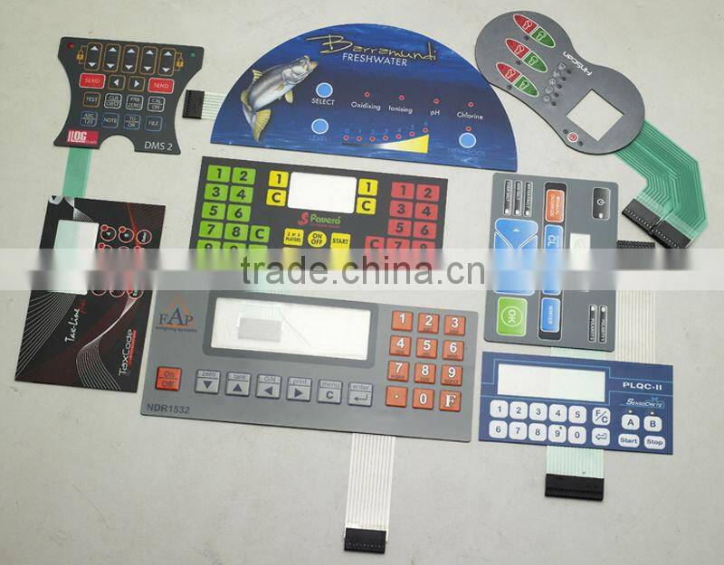 New Emboss type button Waterproof membrane switch with LED light