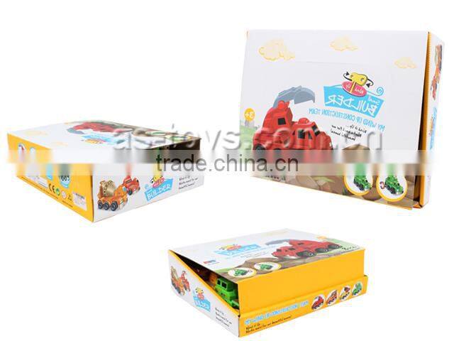 4 style kids plastic construction wind up truck toy