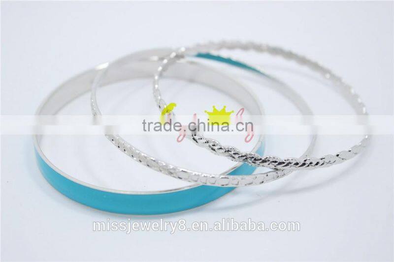Fashion Silver Bangles Sets Multilayer Bracelet Sets(3pcs) Women Jewelry Pulseras Paint Bangle For 2016New Intrend style