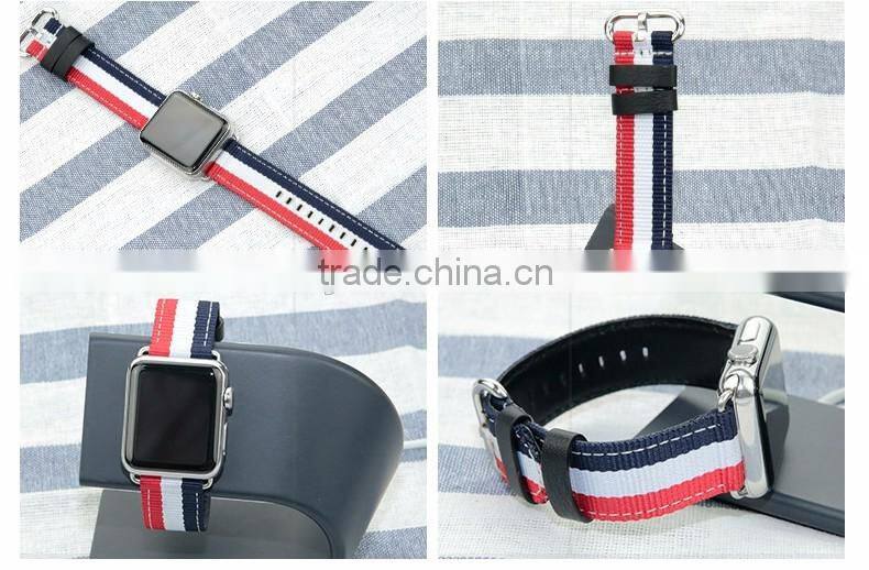 Burberry Fabric Multicolour Woven Nylon Watch Strap For iWatch 38 42 adjustable watch strap with Free adapter For Apple watch