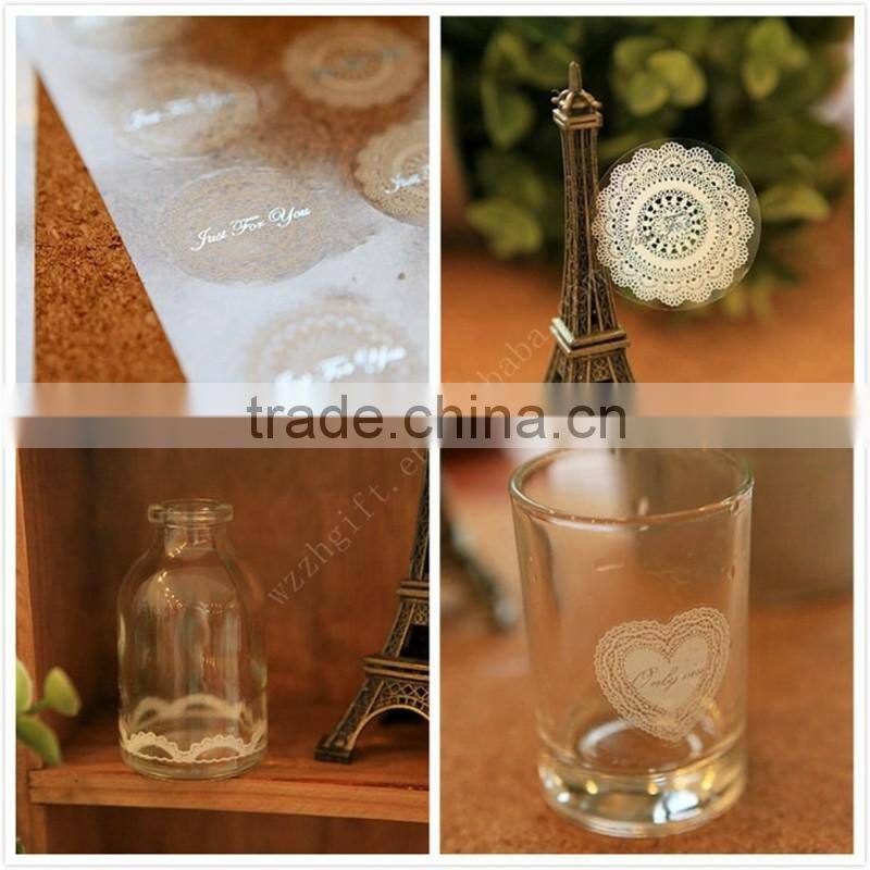 romantic pvc transparent bottle sticker for decoration