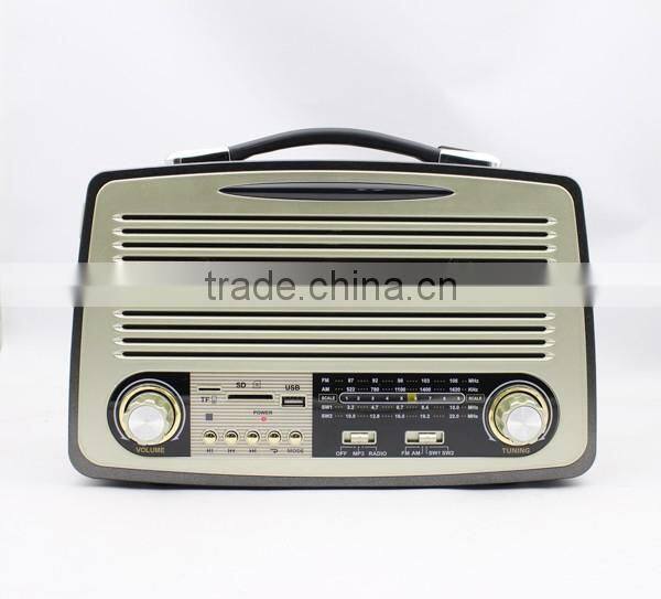 Retro Wood Radio with USB Player and Recording Function