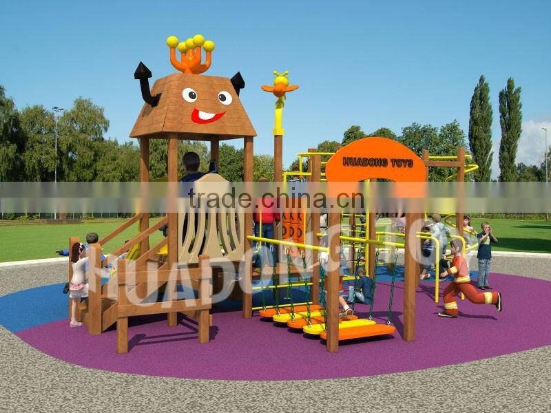 Playschool outdoor equipment playground wooden slide for children