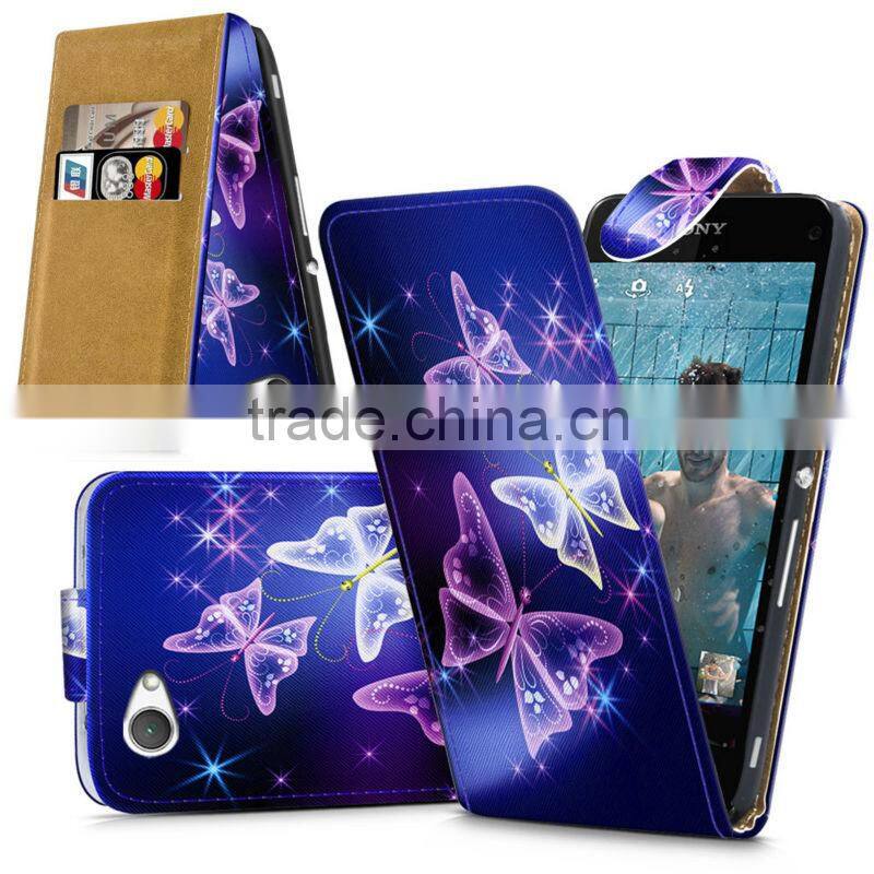 Compact High Quality Print Flip PU Leather Case Cover,Mobile Phone Case For Sony Xperia Z1