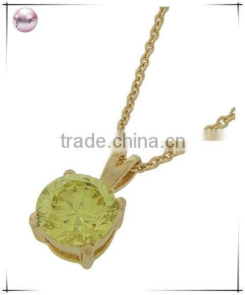 Gold Tone Lt. Green Cubic ZirconiaPendant Necklace