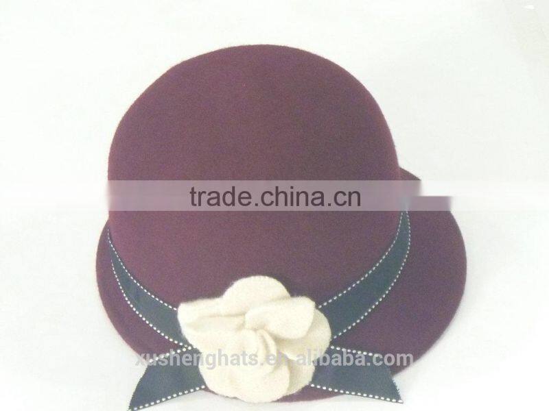 white wool felt hat with ears for girls