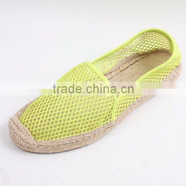 Latest design belly shoes factory espadrilles fashion mesh material jute sole espadrille