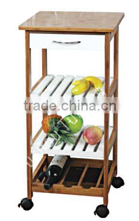 Nature wooden kitchen trolley new design /FSC