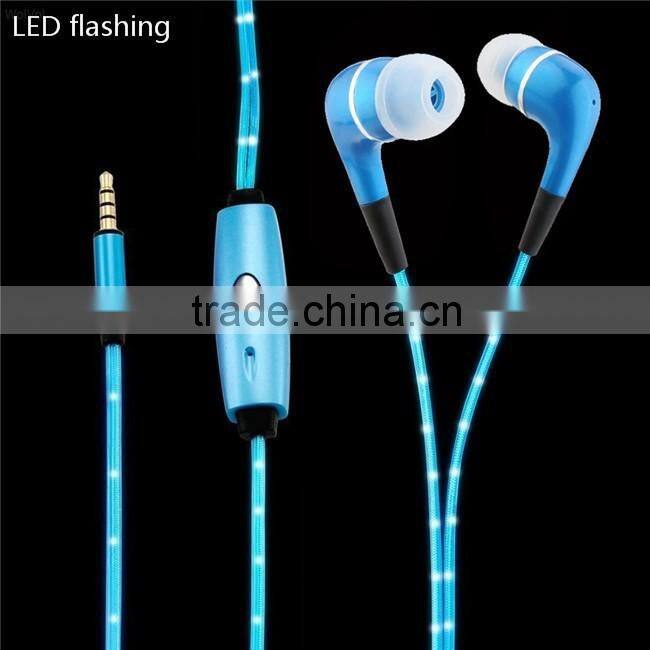 EL Flashing Headphone,New Style Visible EL Light Up In-Ear Headphone Earphones with Microphone + Micro USB Charging