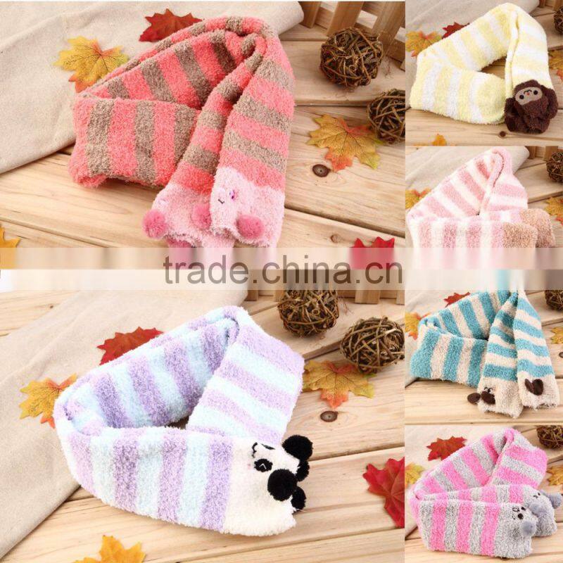 Girl's Fleece Cartoon Animal Thigh Stockings Striped Over Knee Socks Warm