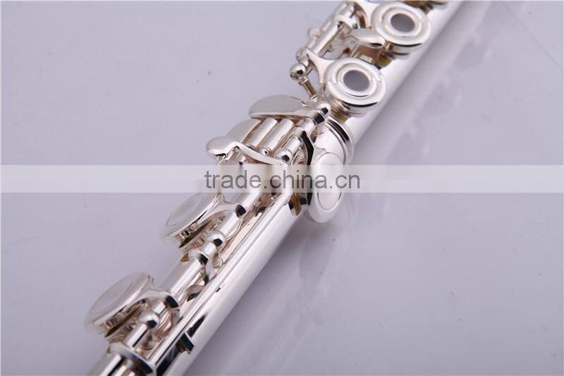 Musical instrument 17 open holes silver plated flute with Split E mechanism offset-G keys and B foot
