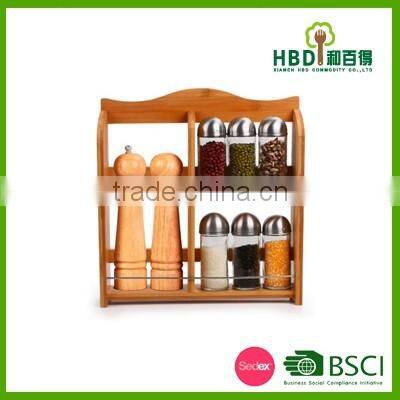 Best selling new item bamboo spice rack with pepper grinder