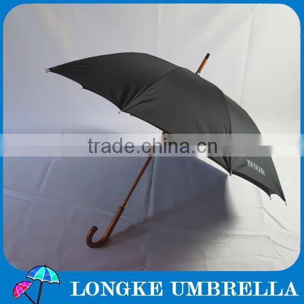 23" *10K high quality pongee fabric fiberglass ribs auto open wooden umbrella