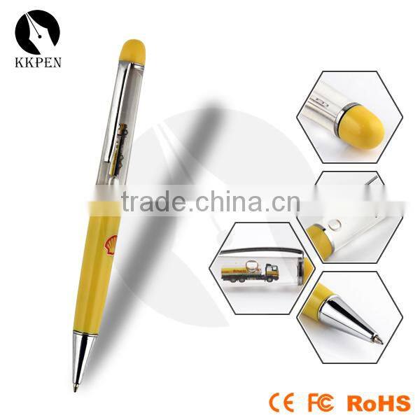 KKPEN Aluminum Promotion Liquid pen Liquid floating pen with 3D floater MOQ 1000pcs cheapest pen with logo printing free shipp