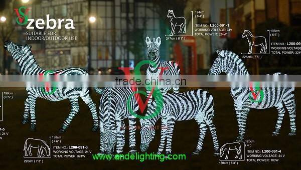 New 3D motif sculpture lighted horse zebra led light for carnival outdoor decoration