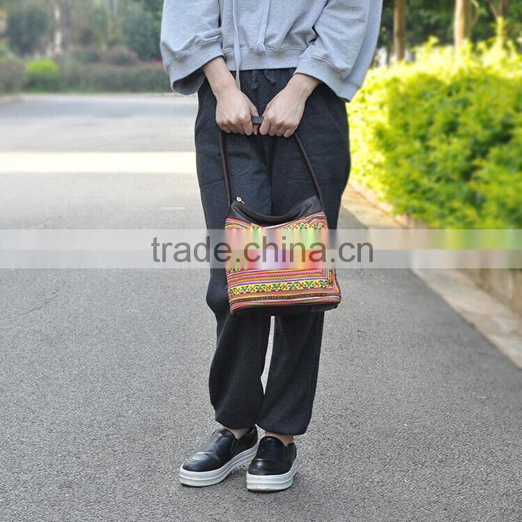 Hot selling tote bag embroidery tote bag fashion women leather shoulder bag