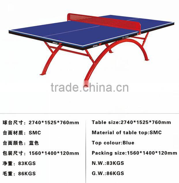 Blue color red frame table tennis table with Portable Post clip