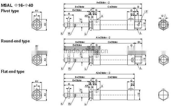 MAL Mini Air Cylinder Aluminum alloy 16-40MM Bore