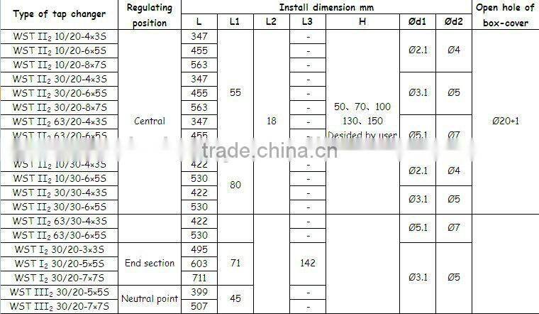 WST Bar Form Off Load Tap Changer used for Oil Immersed Power Distribution Transformer