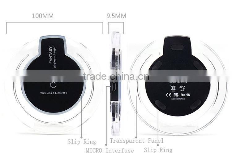 OEM ORDER WELCOME QI WIRELESS CHARGER PAD STAND QI WIRELESS CHARGER PAD WITH LCD LIGHT FOR GALAXY S7 EDGE TRANSMITTER