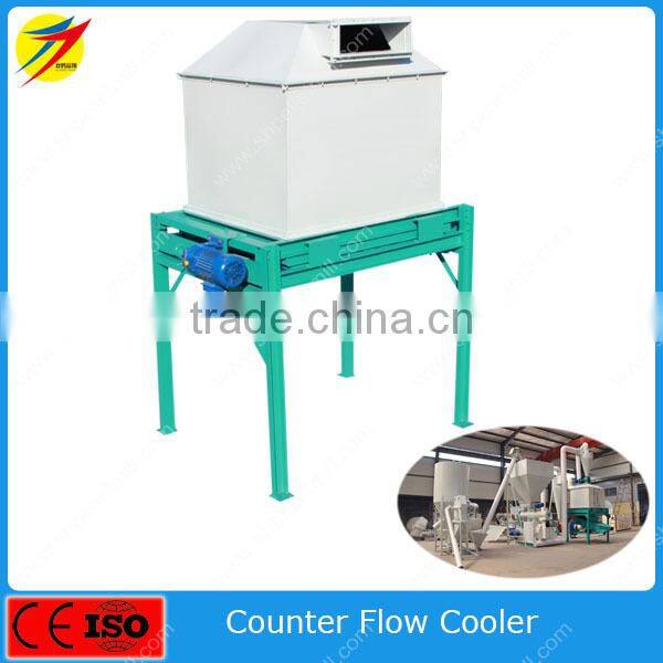 Counter flow cooler for animal feed pellet with high output