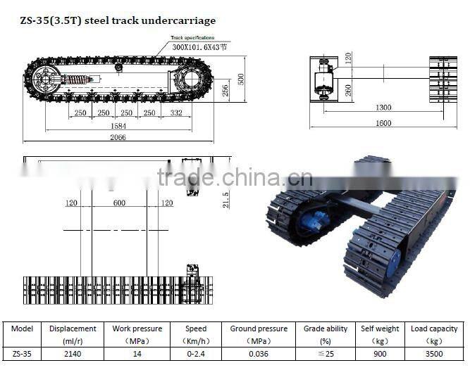 Rubber crawler track undercarriage
