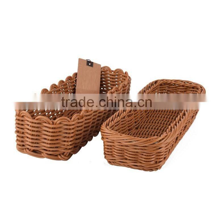Home or restaurant tableware using eco-friendly plastic rattan bread basket kitchen cutlery tray basket