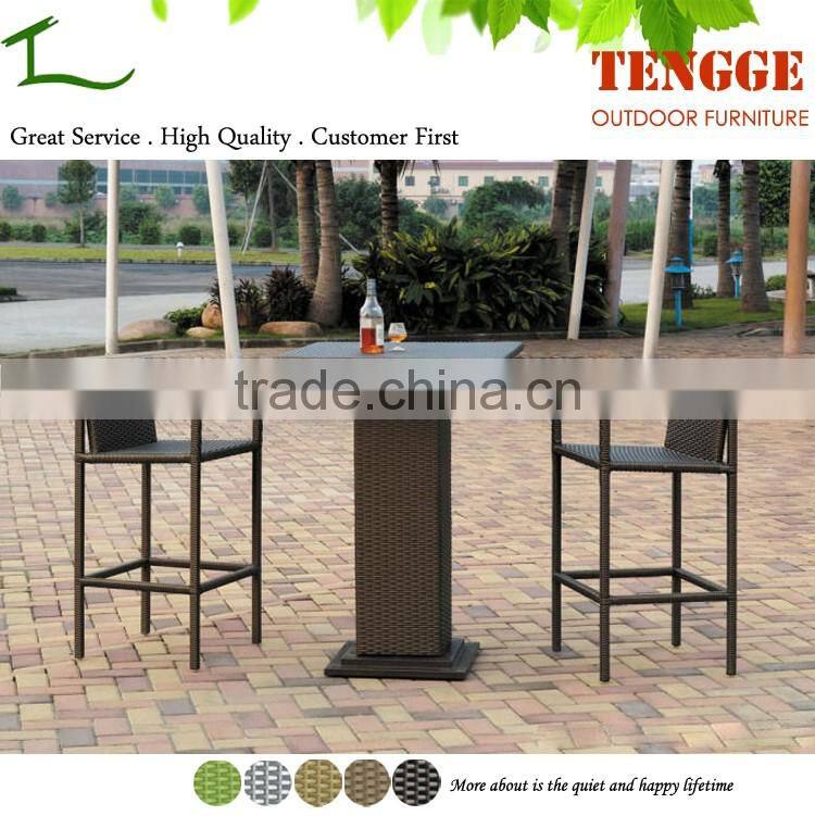3 pieces rattan furniture high chair and high table outdoor furniture