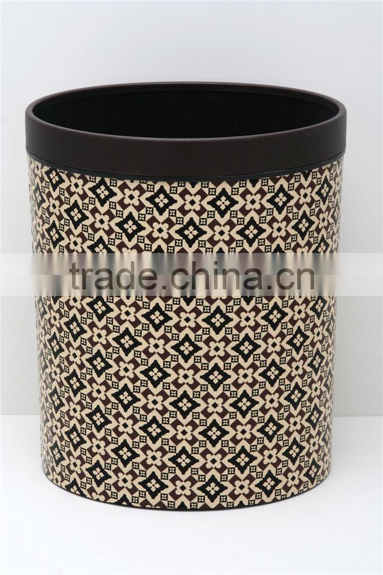 Plastic Leather Medium Semi Round Trash Can Wastebin 9L