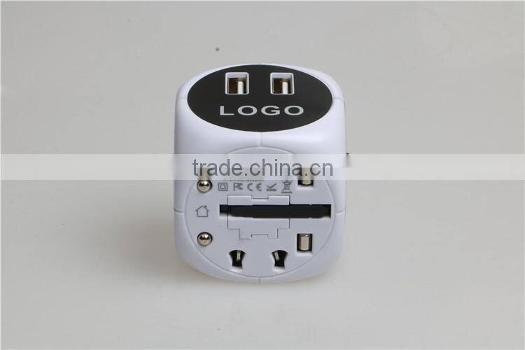 World Travel Adapter with Dual USB Fuse Safety Shutter Four International Plug(UK/US/AU/EU)